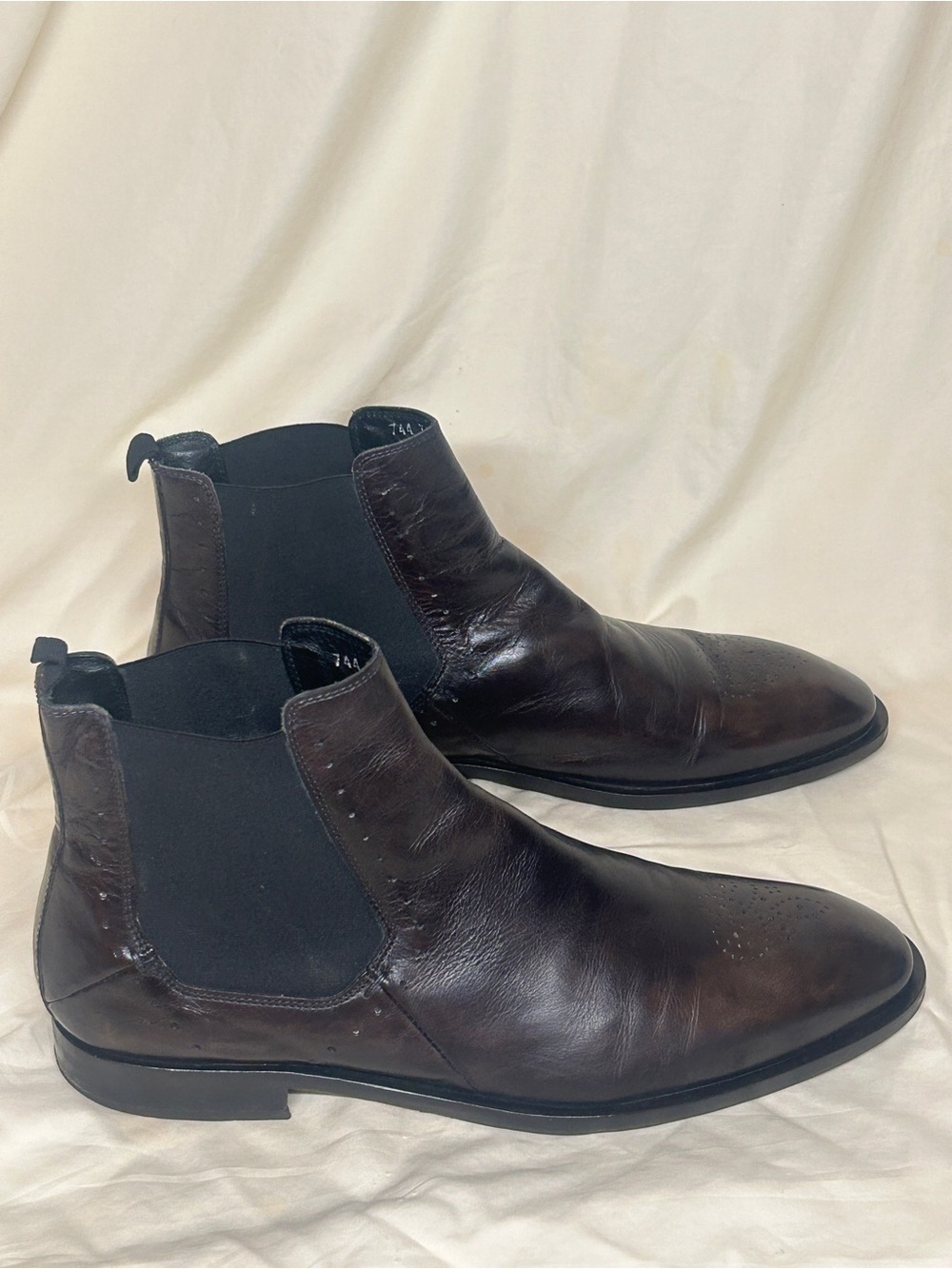 Bacco Bucci Men's Brown Leather Chelsea Ankle Boots Round Toe Slip-On 13